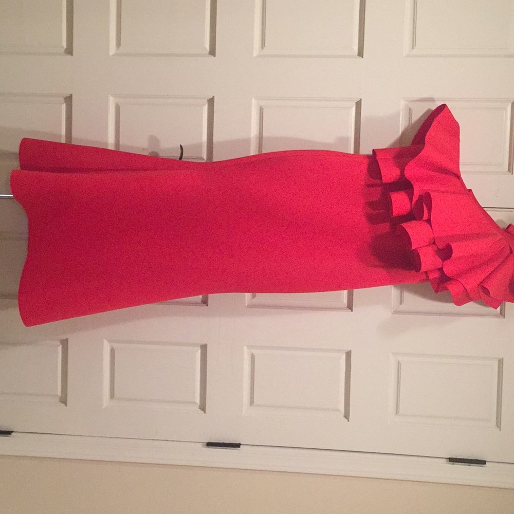 Spandex polyester red gown.